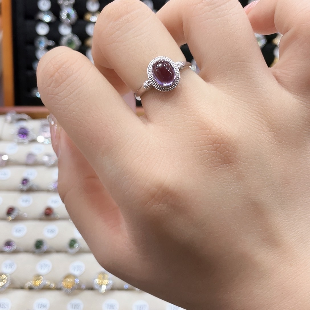 紫晶戒指女款银S925镶嵌
