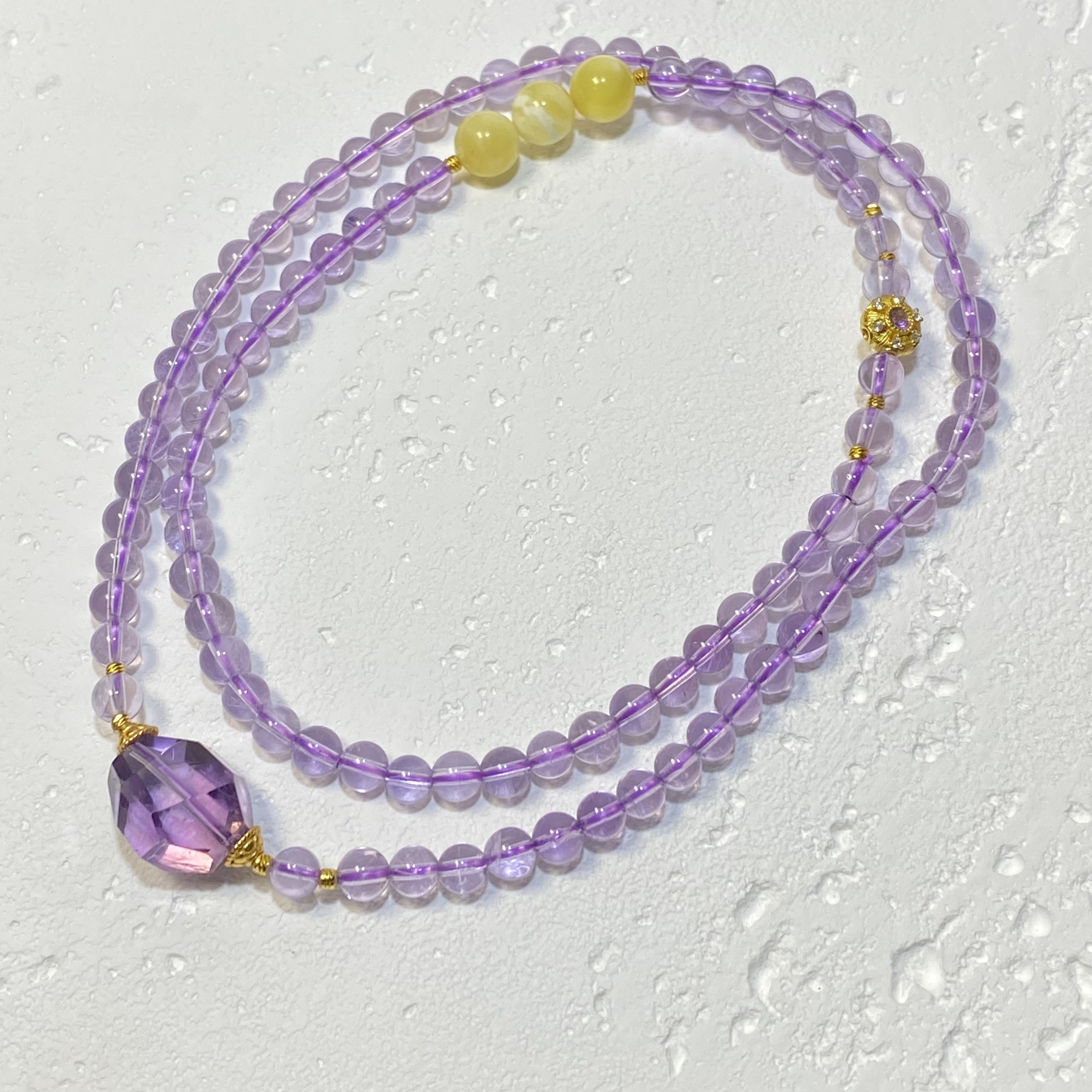 【亿轩珠宝】ZX137505紫水晶多圈手串diy金白5-7mm+