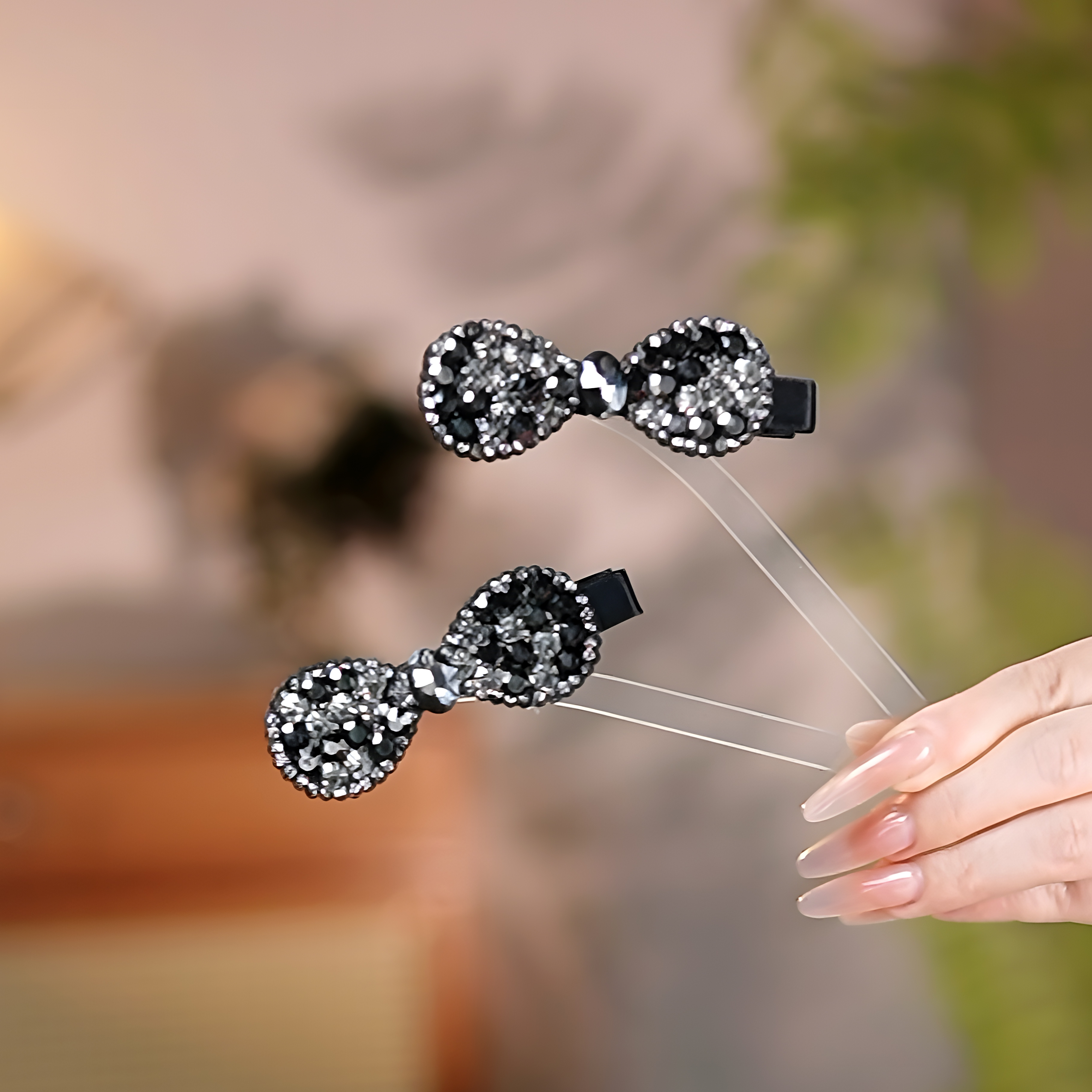 韩版网红闪钻蝴蝶结刘海侧边夹气质轻奢包边碎发夹时尚百搭发卡