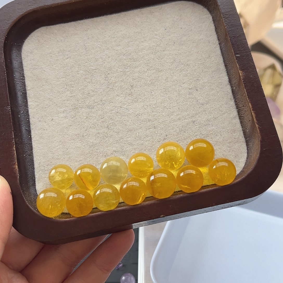 珠宝半成品水晶未镶嵌77黄莹.石单珠