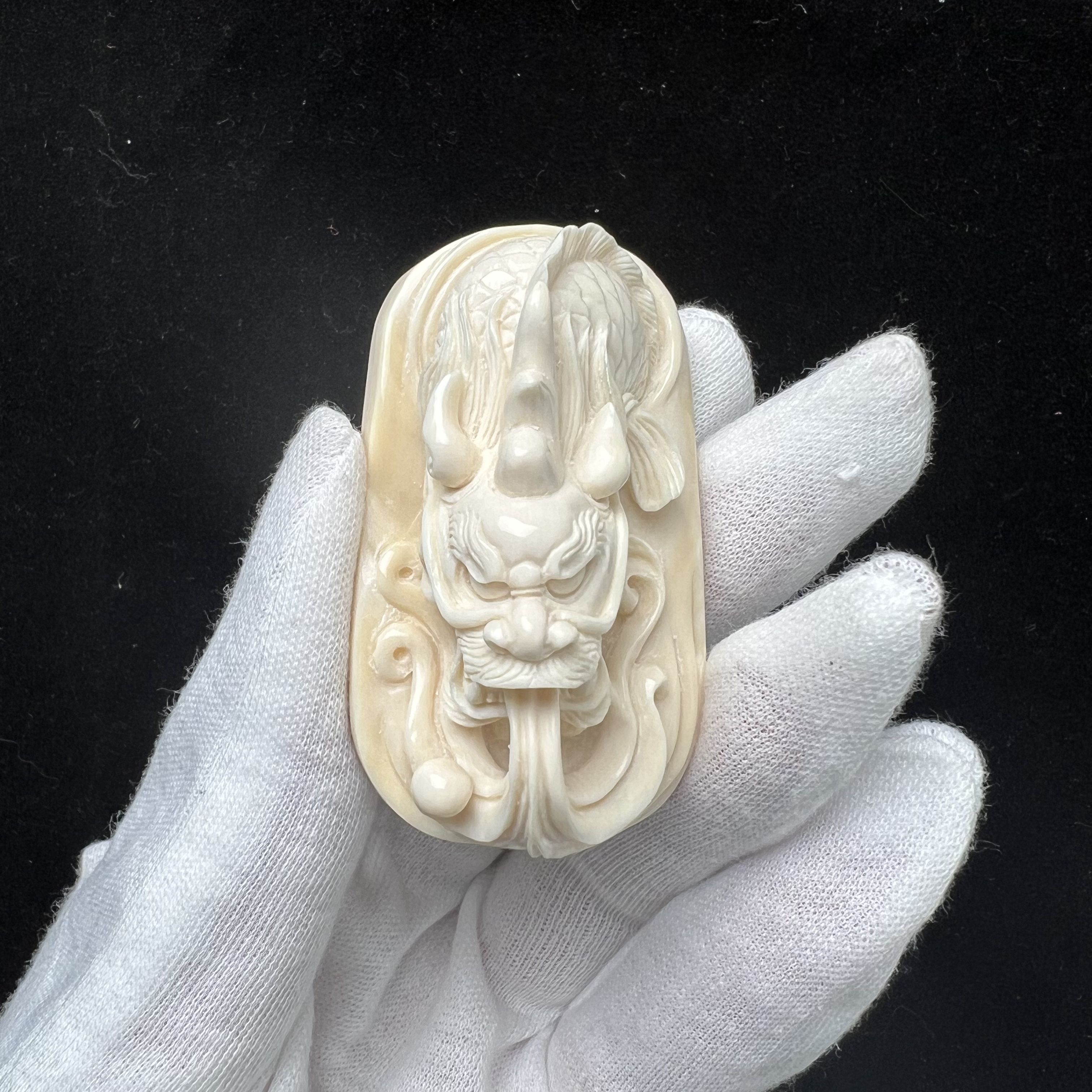 H95-69天然猛犸牙 雕刻牌36*62*26mm 44.16克 支持鉴定假一罚四