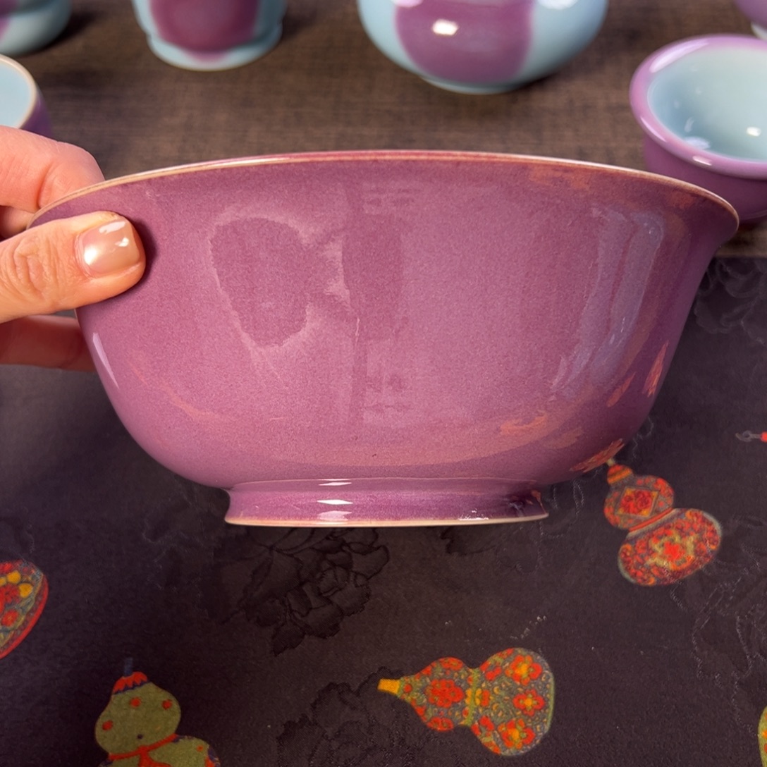 白***话钧窑 大碗 手拉坯 满釉支烧