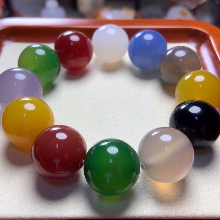 玛瑙/玉髓手串未镶嵌十色多宝