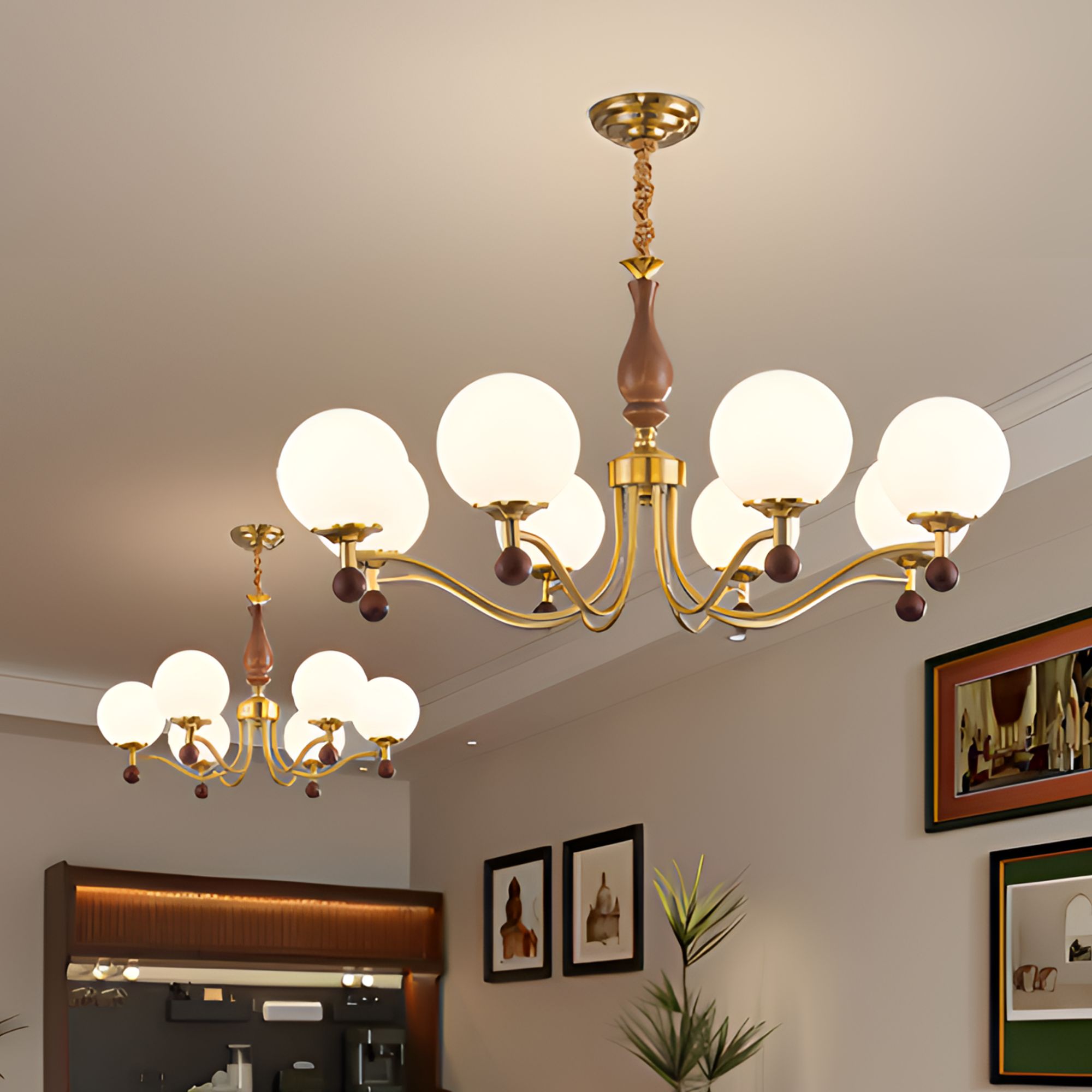 美式中古风客厅吊灯大气卧室法式中古客厅灯客厅大灯吊灯客厅吊灯