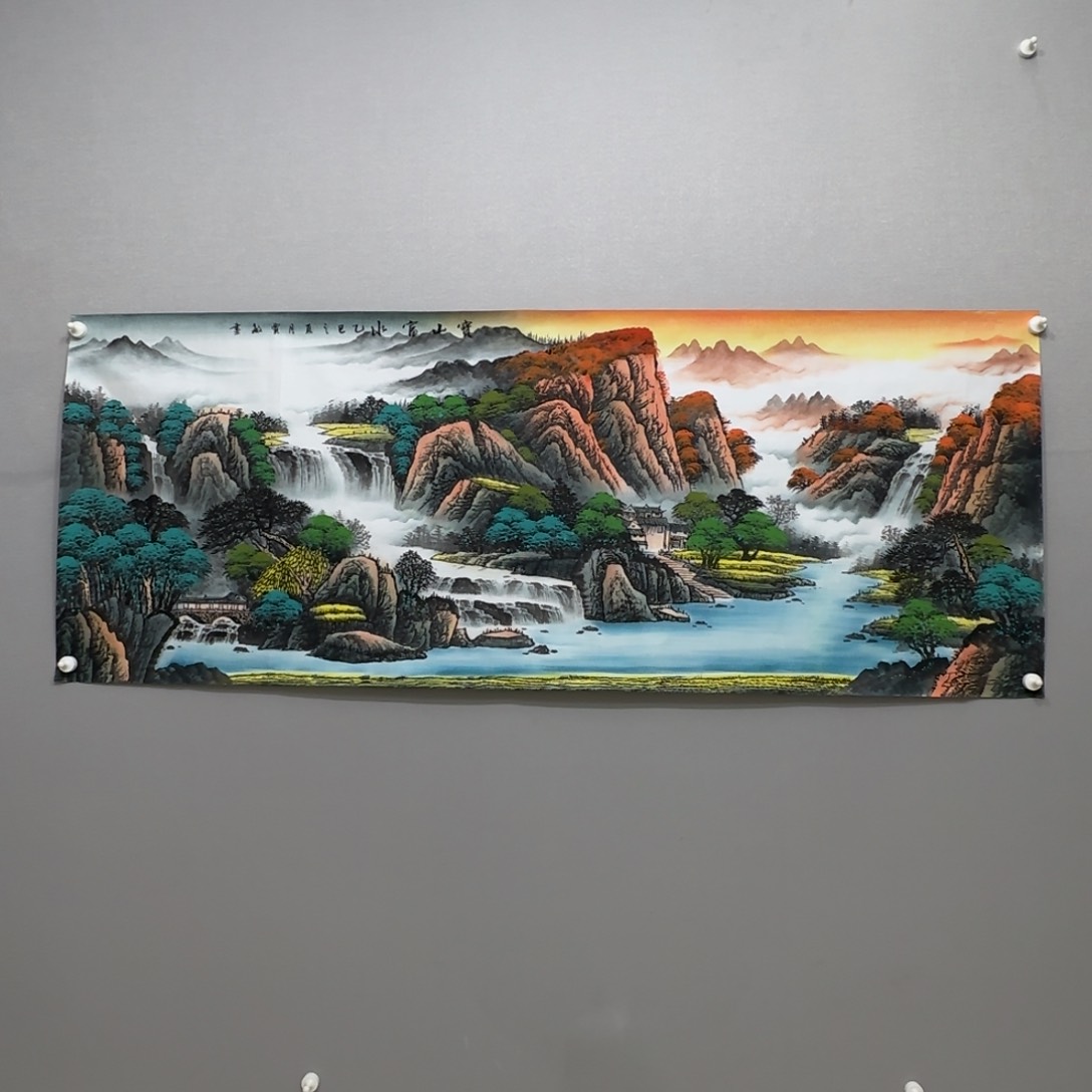国画横幅六尺精品山水贾敏