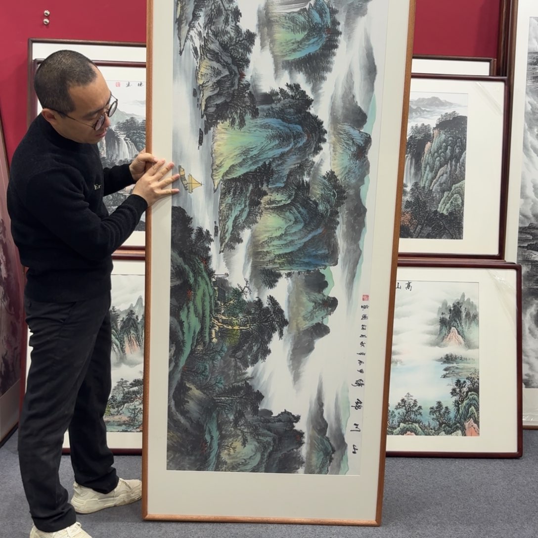 国画带框绘画210/80尺寸