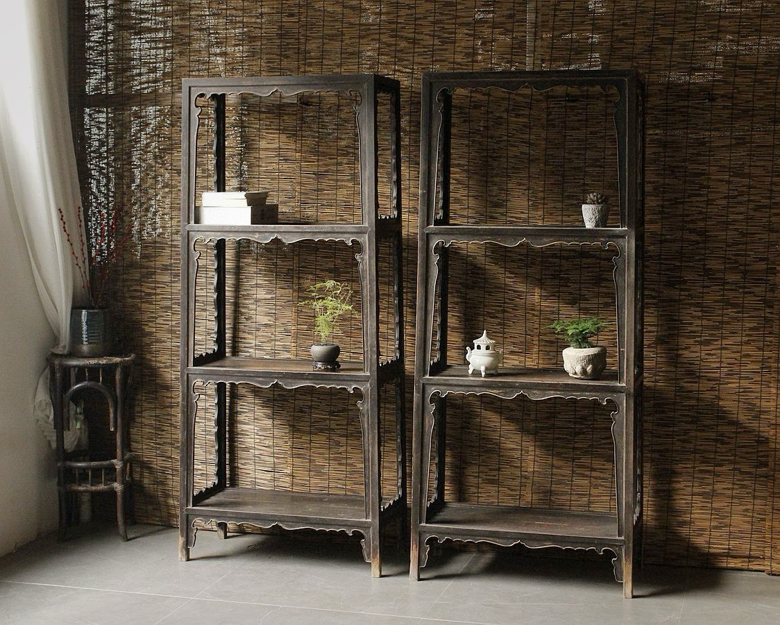 老书架，文房书架，茶室架，会所空间书架