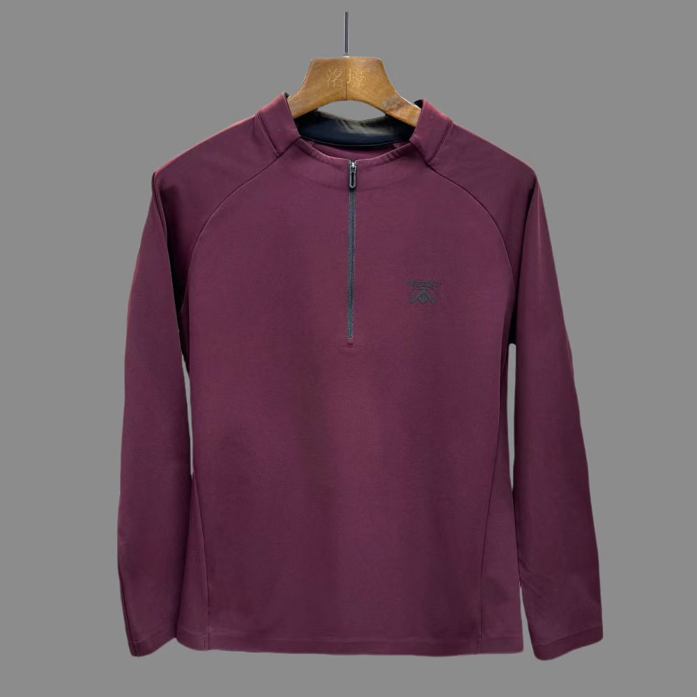 2024冬季新款男装时尚简约百搭舒适半拉链运动休闲高品质打底衫