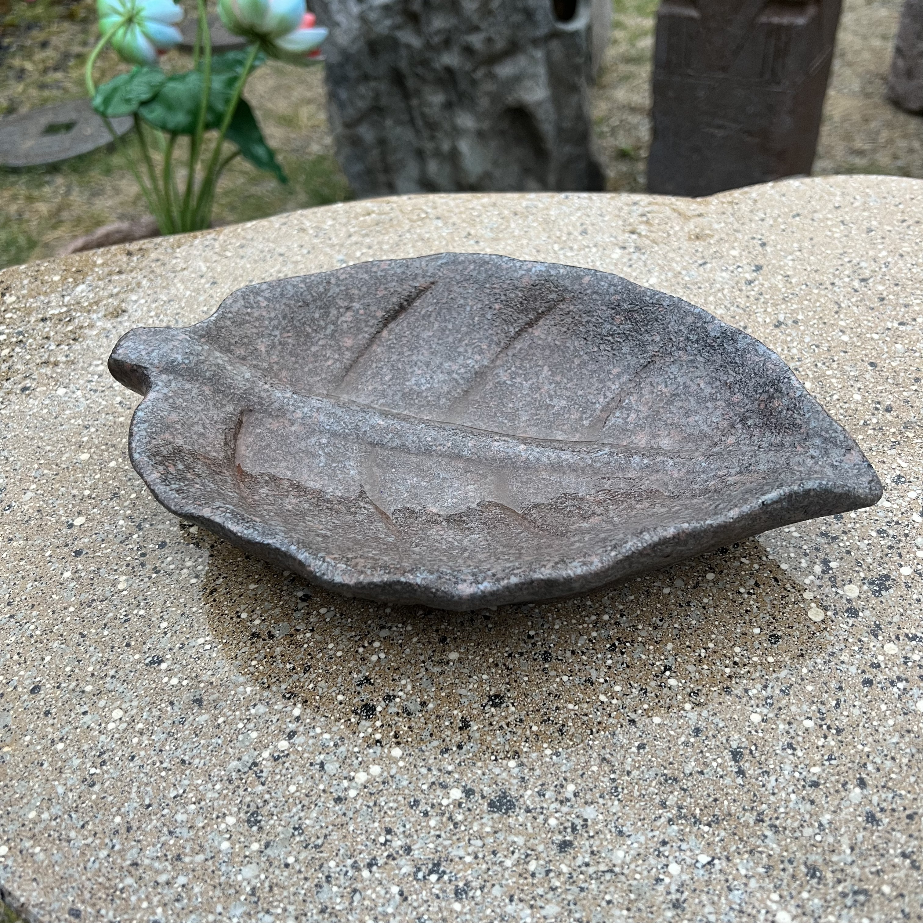 中式复古仿石树叶收纳盘摆件家居办公室茶室空间民宿庭院装饰