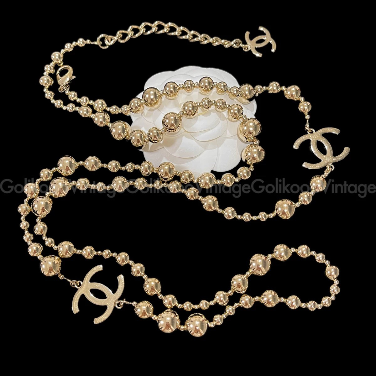 95新 Chanel/香奈儿 21s金色珠珠长项链 98965741
