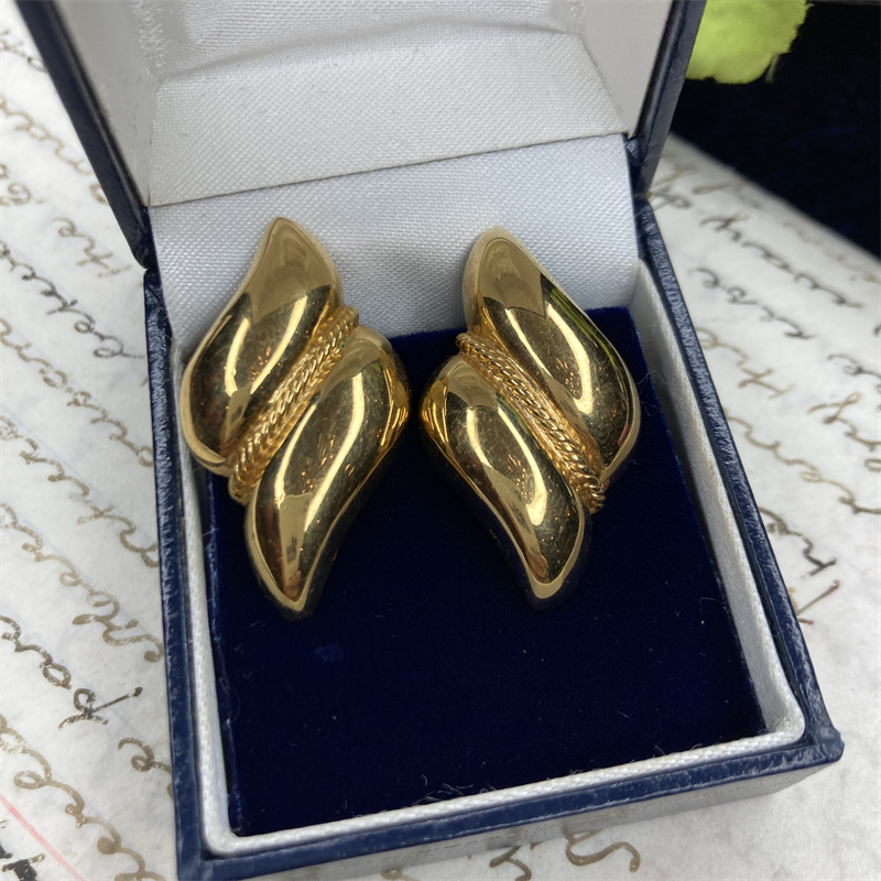 合金耳饰 napier金色波浪耳针1-2【2071119-033】