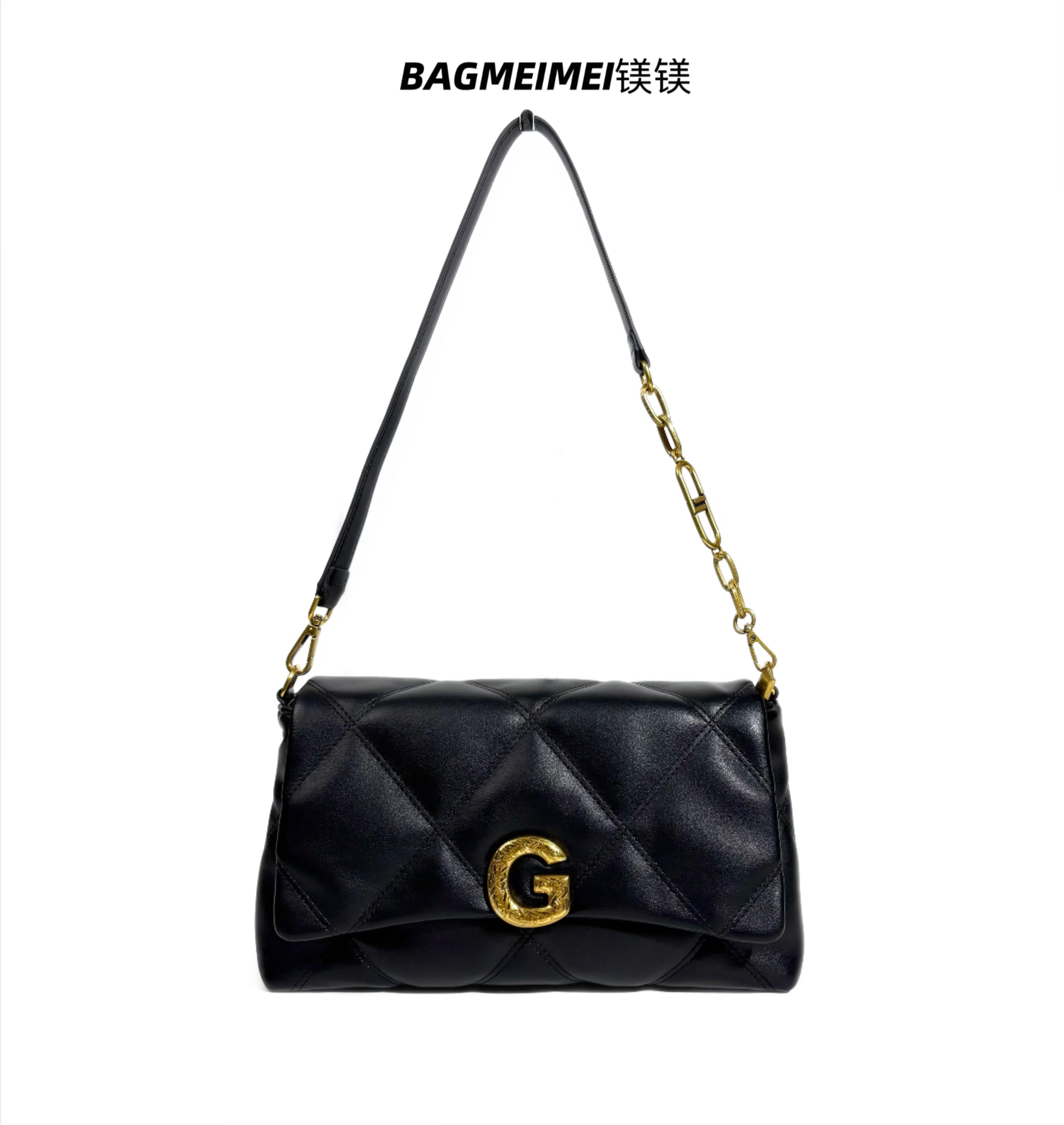 【镁镁皮具高奢系列】98116小香菱格邮差包链条包腋下包大容量女包