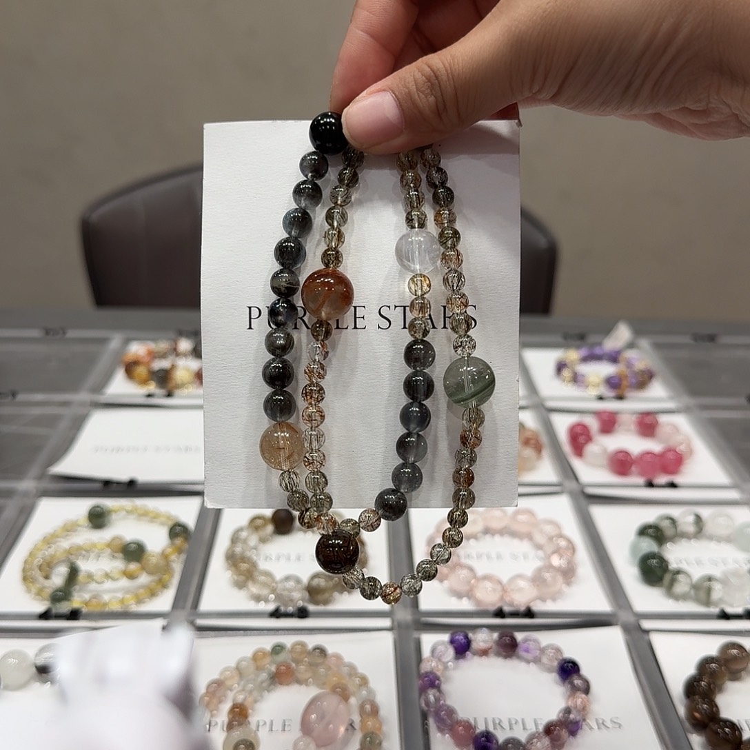 水晶手链未镶嵌黑金超设计三圈