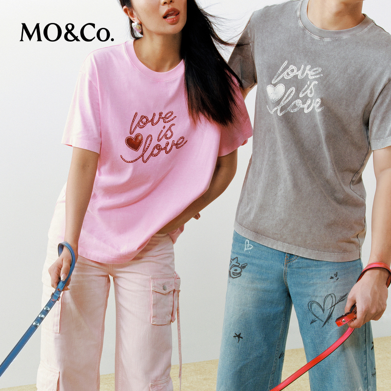 【赵老板专属】MOCO夏个性印花脏染洗褪棉质短袖圆领T恤MBD2TEE017