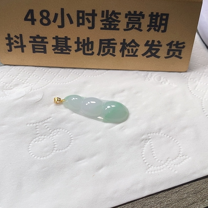 颈饰18K金镶嵌翡翠豆子