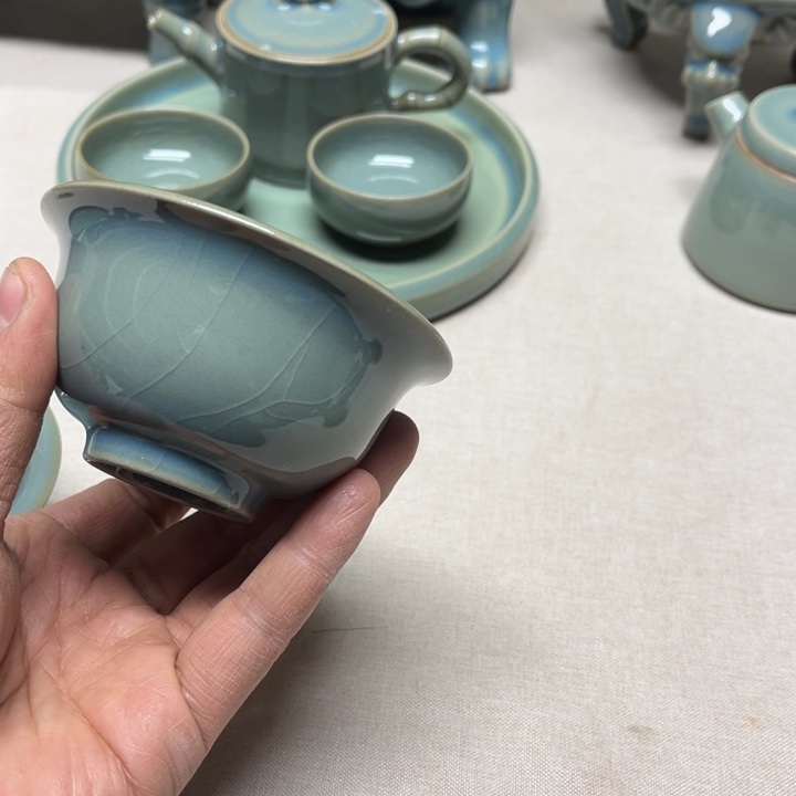 摆件微瑕压手手工天蓝