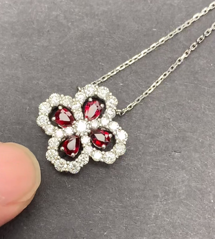 18K金红宝石项链80分