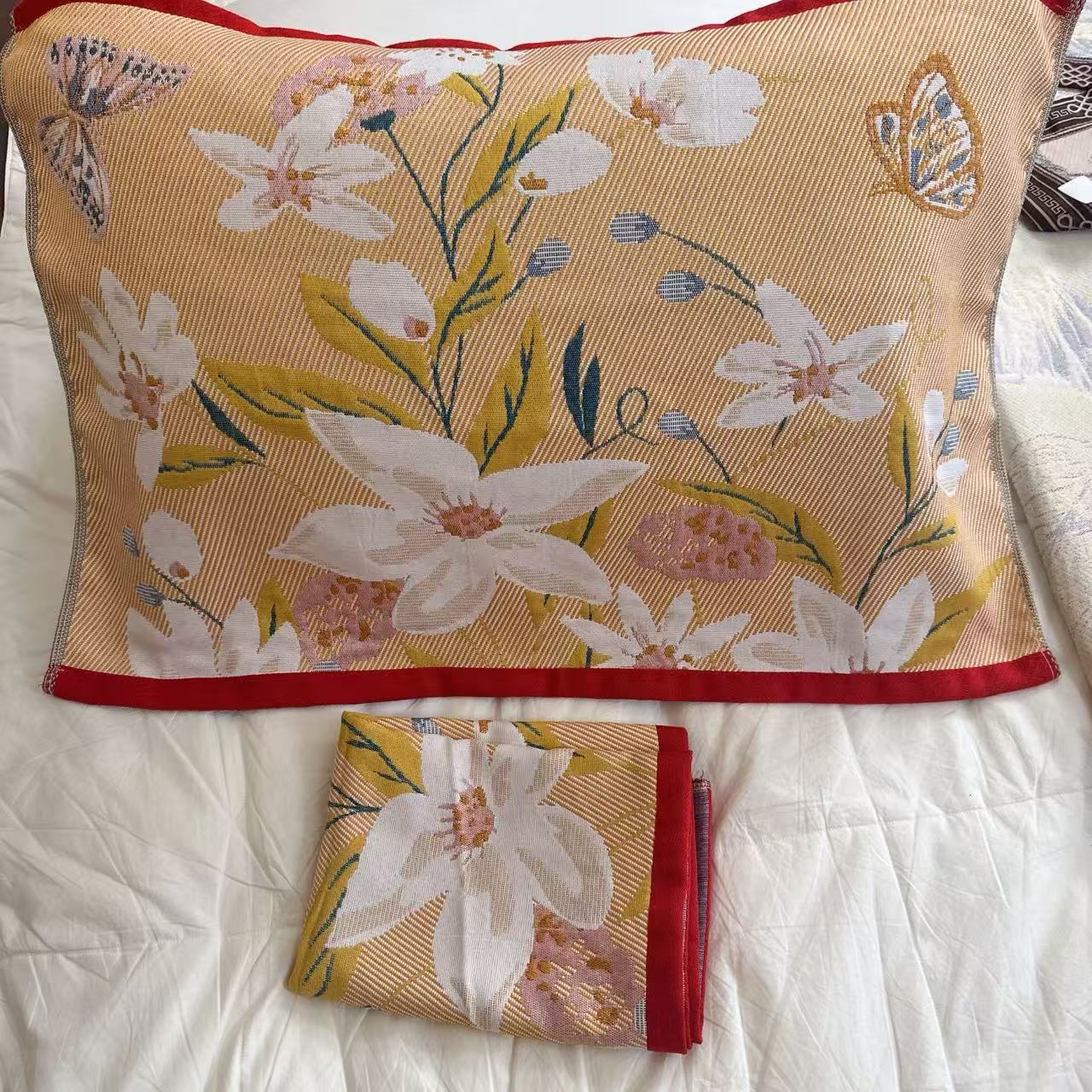 香水百合52*78纱布舒适柔软枕巾（一对装）