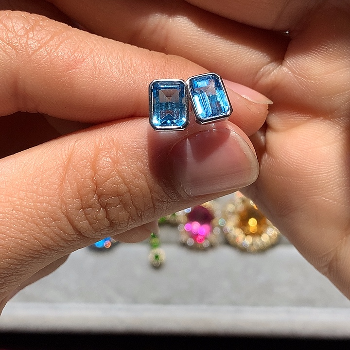 耳饰银S925镶嵌托帕石