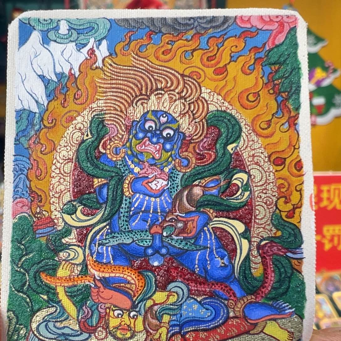 吊坠纯手绘唐卡黑财