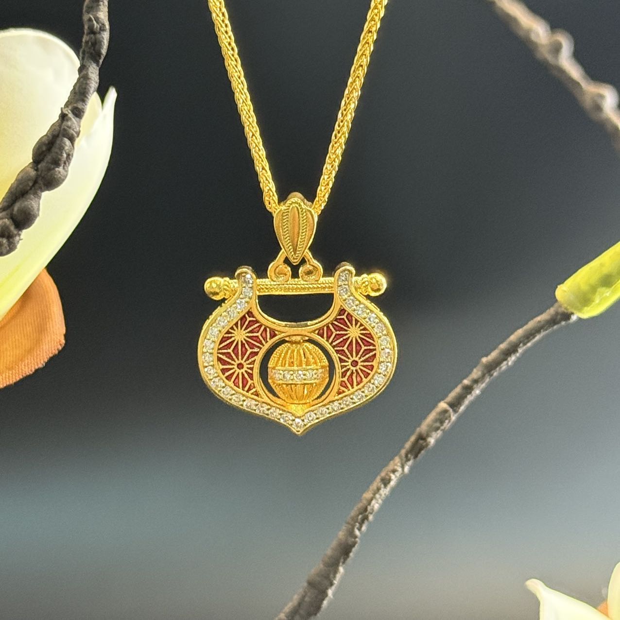 【恒潮珠宝】8.5g足金古法镶嵌平安锁B09612849