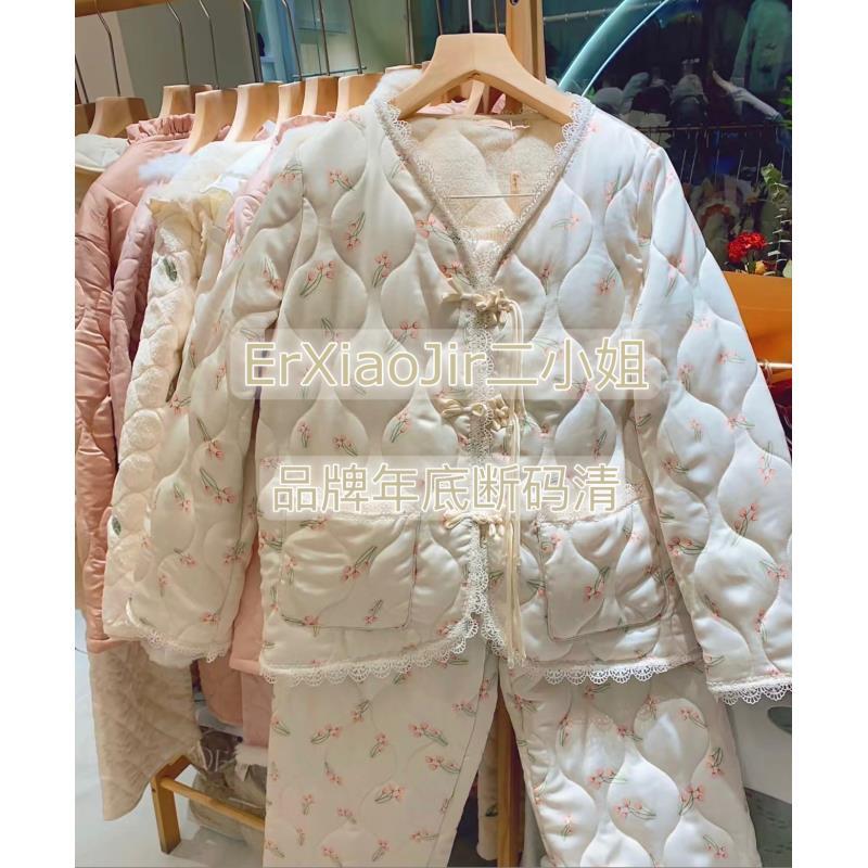 F/厚＃尾货断码秋冬夹棉加厚贵妇奢华套装