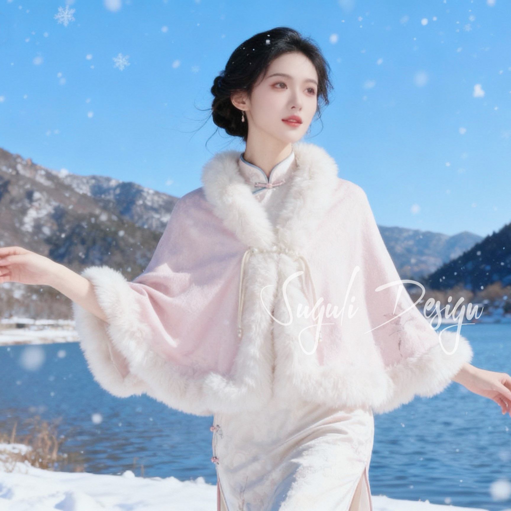 苏故里【落雪】秋冬冬款气质百搭时尚休闲女士秋冬百搭旗袍披肩