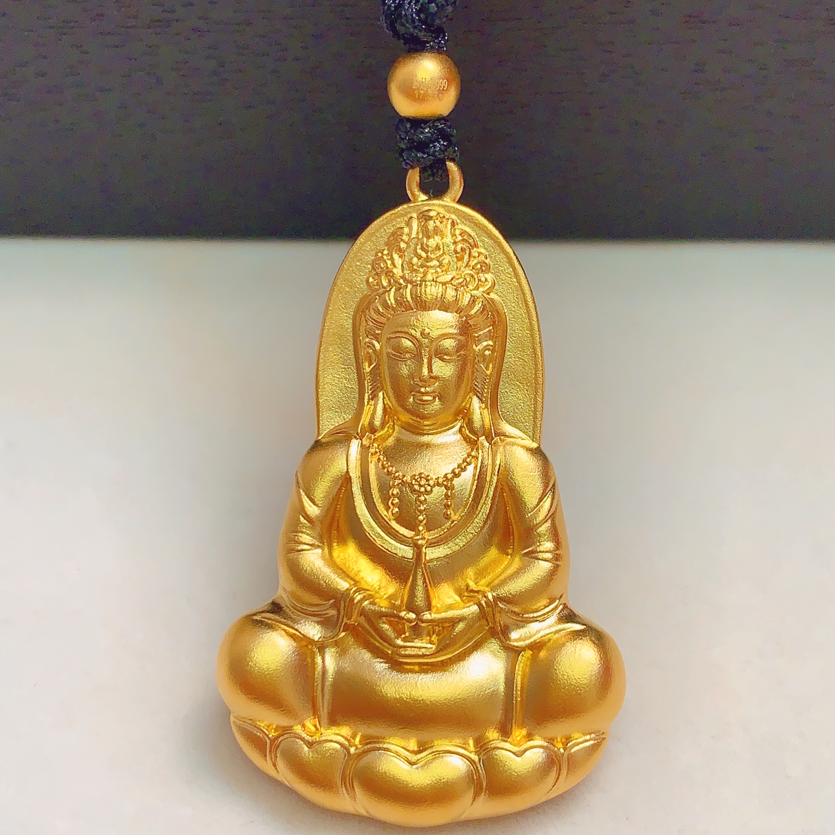 【水贝黄金】足金999古法观音菩萨吊坠B300