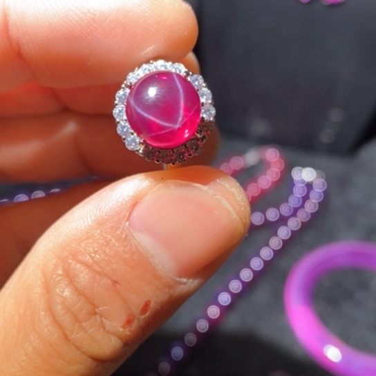 红宝石戒指银S925镶嵌