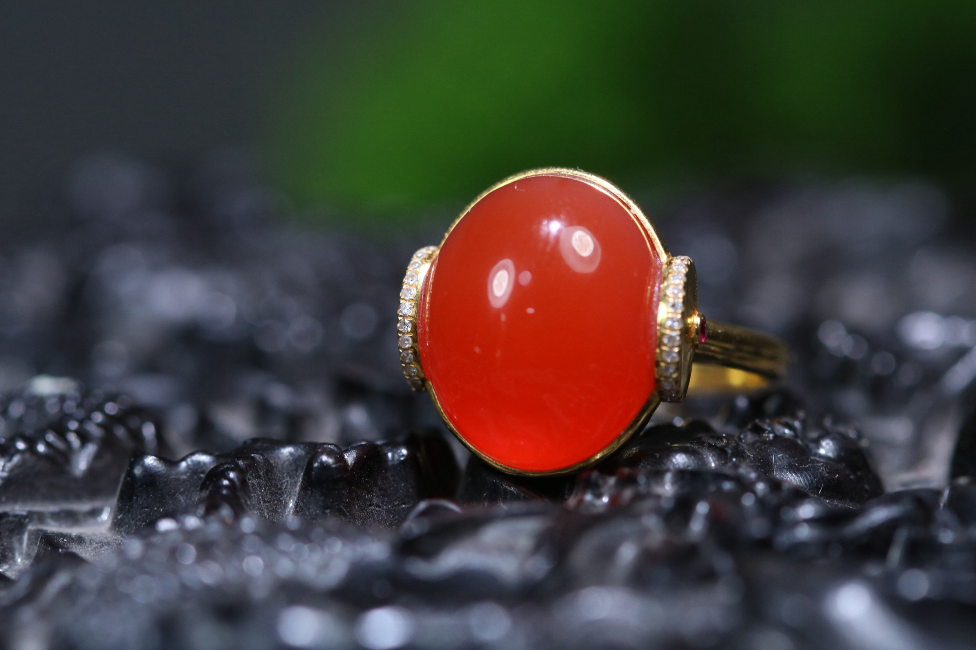 保山南红高冰红女款戒指圈口17mm