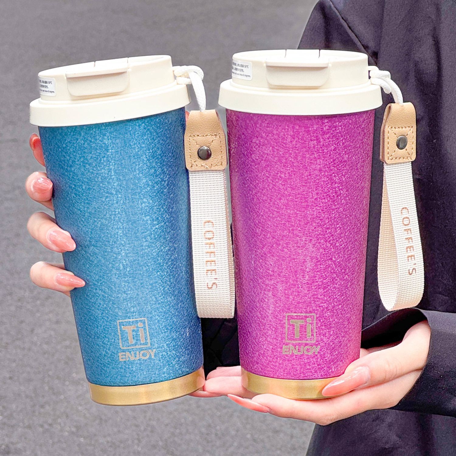 【晶晶乱炸】轻奢高颜值覆钛咖啡杯双层真空简约便携保温杯7310