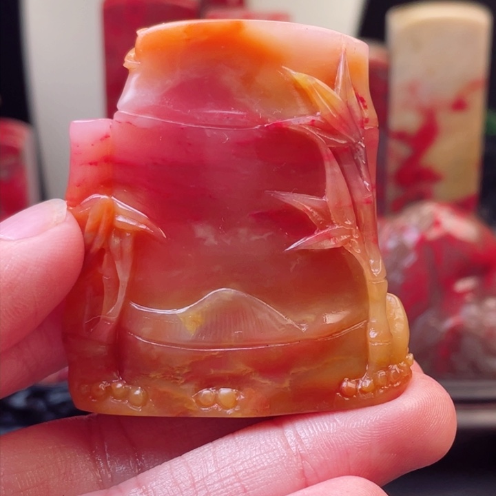 巴林鸡血石粉冻鸡血