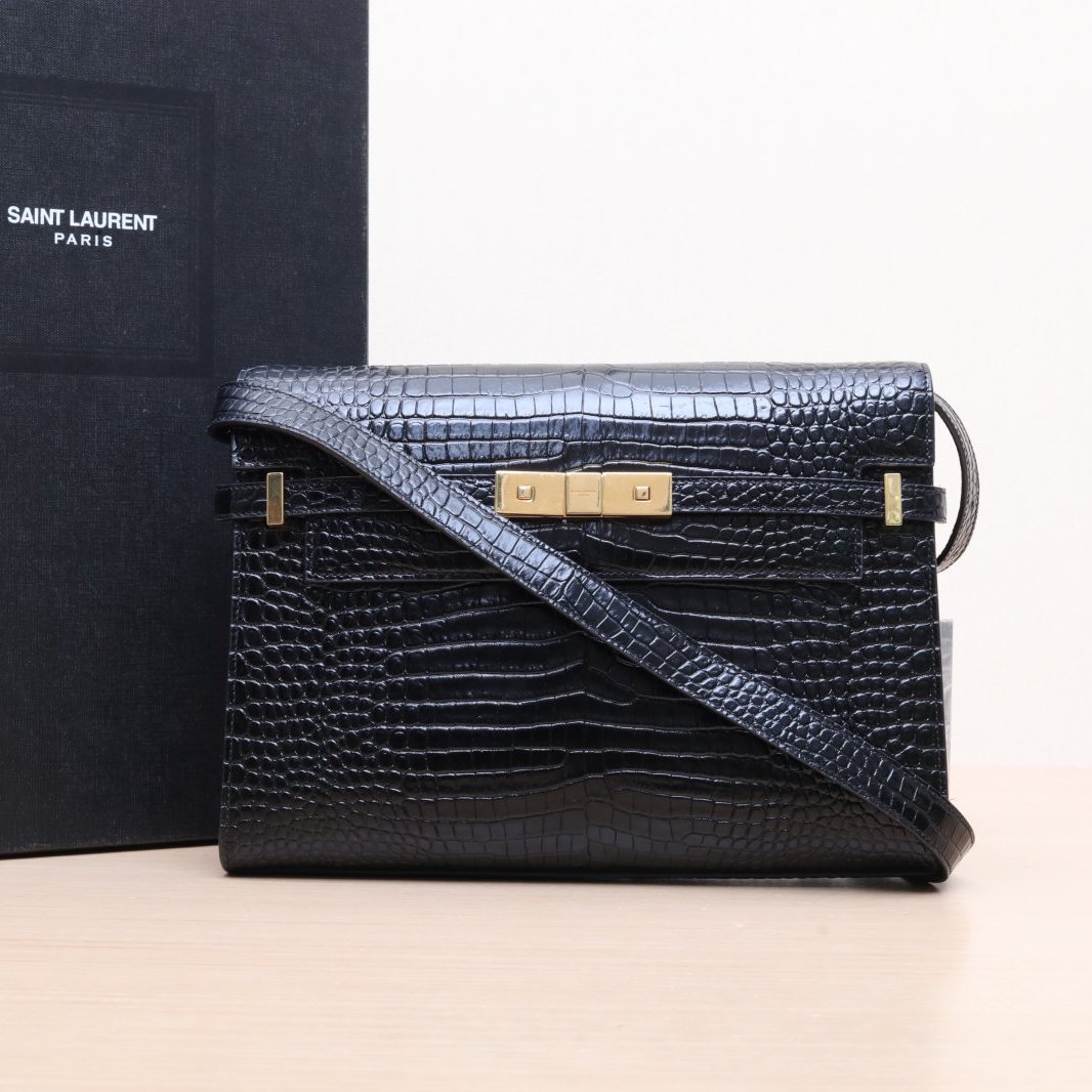 99新 YSL/圣罗兰 曼哈顿 鳄鱼压纹 单肩包P254215061