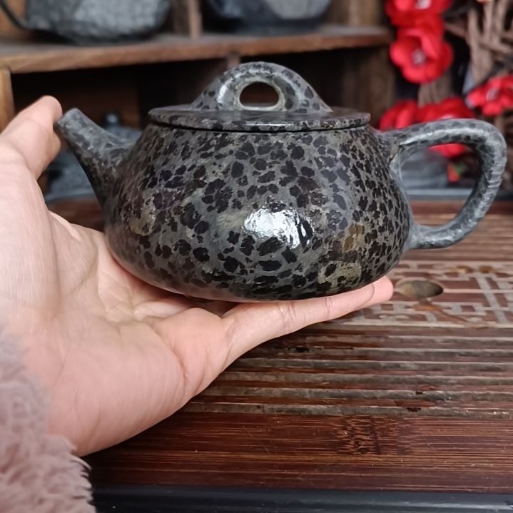 砖雕手工雕刻豹纹微透石瓢