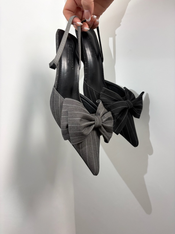 惠子家 高智女主！气质条纹蝴蝶结春夏后空设计感高跟鞋11-33