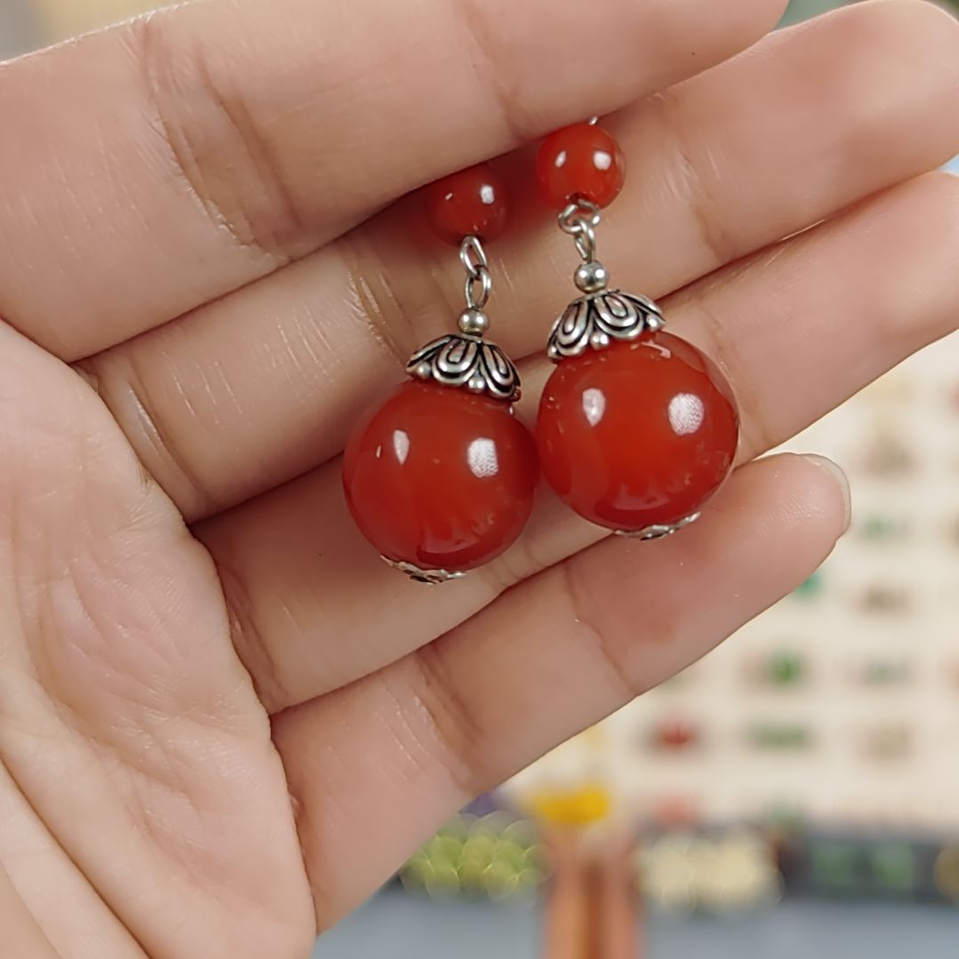 玛瑙手饰银S925镶嵌耳扣款式