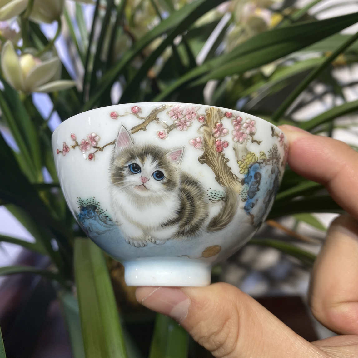 【祥宝阁】小趣猫系列余宾老师亲工手绘高端陶瓷收藏送礼