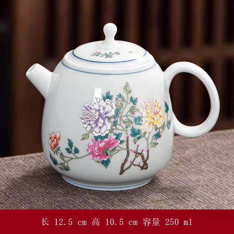 龙窑茶器  仿古富贵牡丹壶  42  （直播）