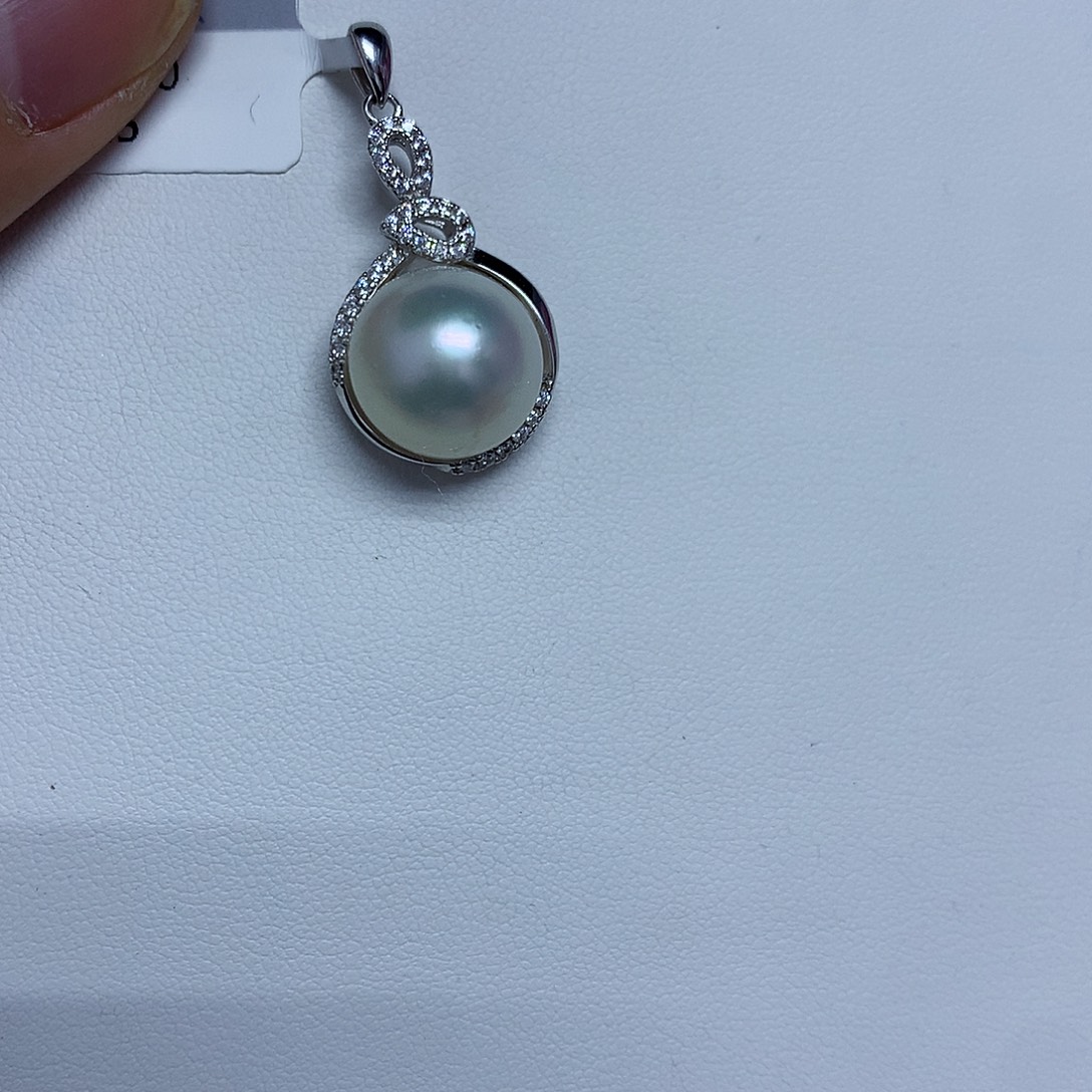 银S925镶嵌海水珍珠吊坠(不含链)