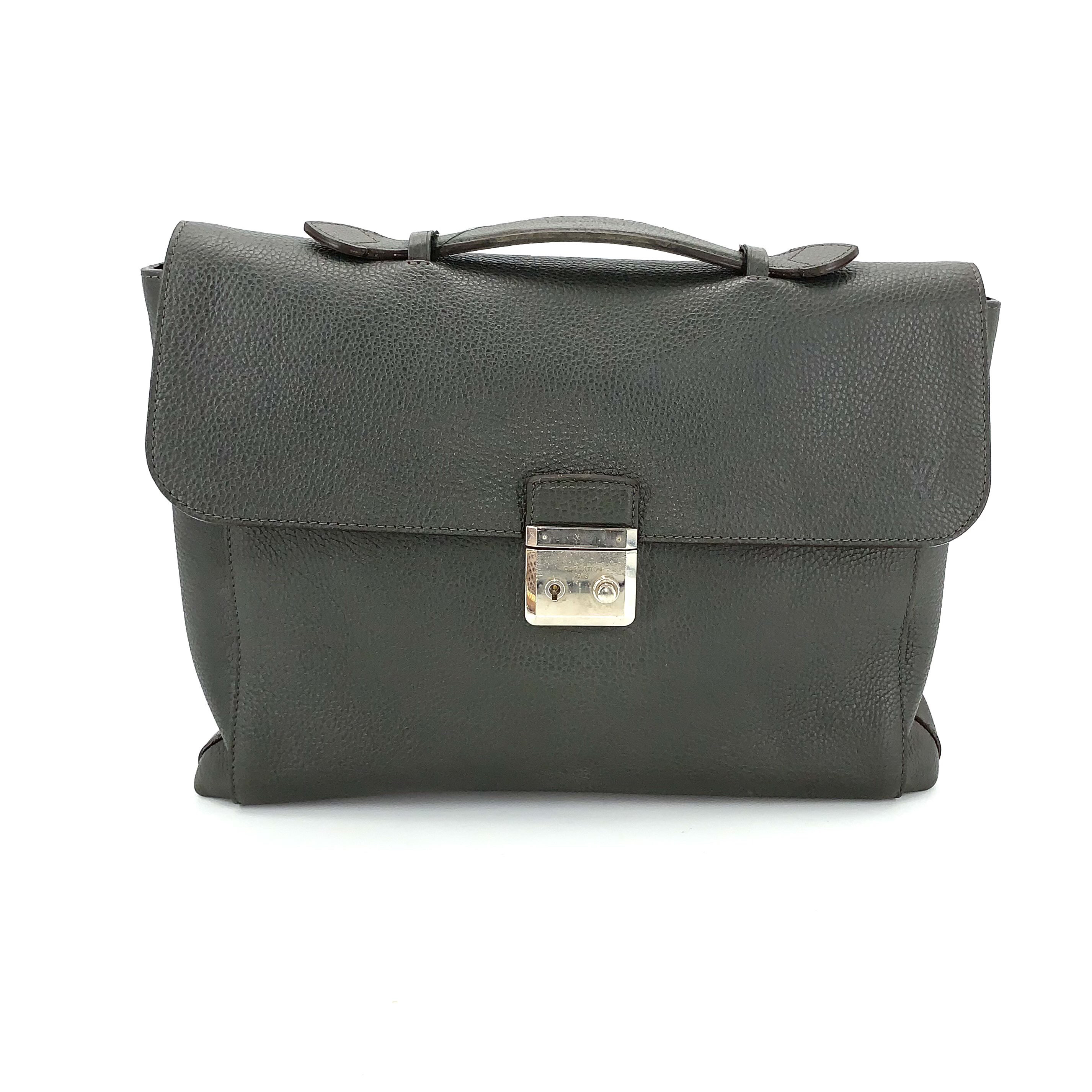 95新 LouisVuitton/路易威登 灰色全皮手提公文包 尺寸36/27 