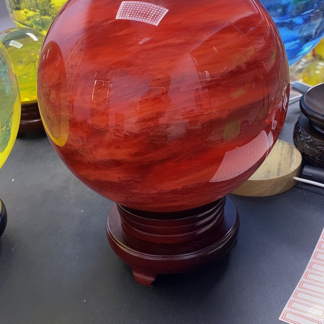 灰***M石材18.5厘米红水摆件