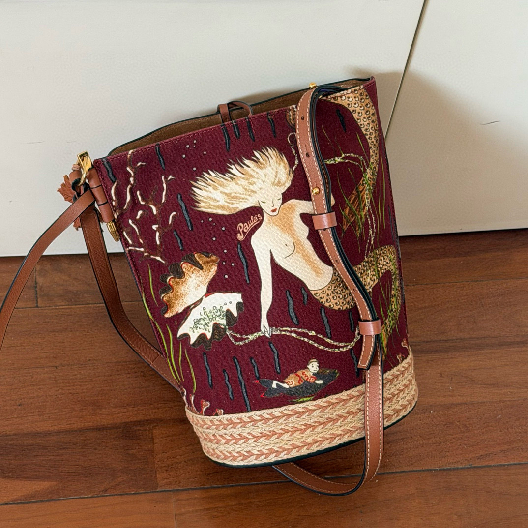 95新 LOEWE/罗意威 loewe 美人鱼限定拼皮水桶包QX-18426125