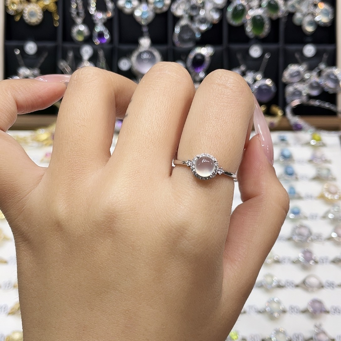 小***茹岫玉银S925镶嵌戒指