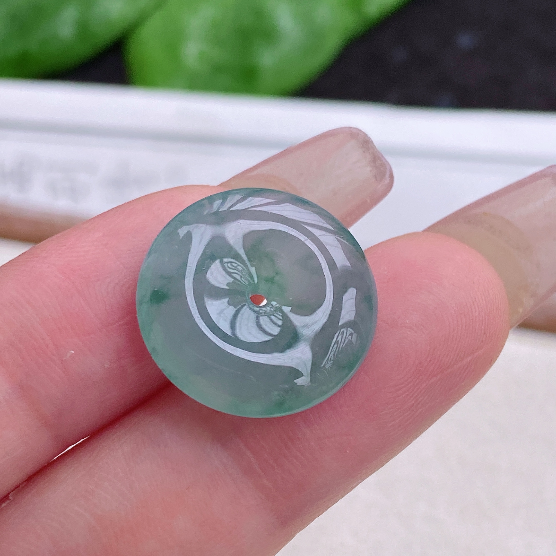 天然翡翠A货冰糯种水润飘花平安扣吊坠