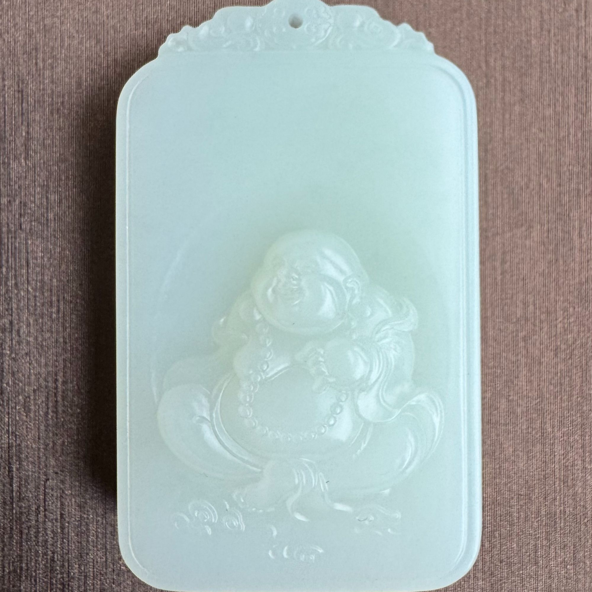 和田玉弥勒佛佛牌雕刻精美项坠