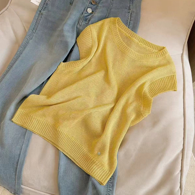 纯色圆领无袖针织衫女2025年夏季新款时尚气质显瘦百搭背心上衣潮