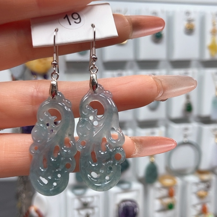 【闪购商品】翡翠耳饰银S925镶嵌耳饰