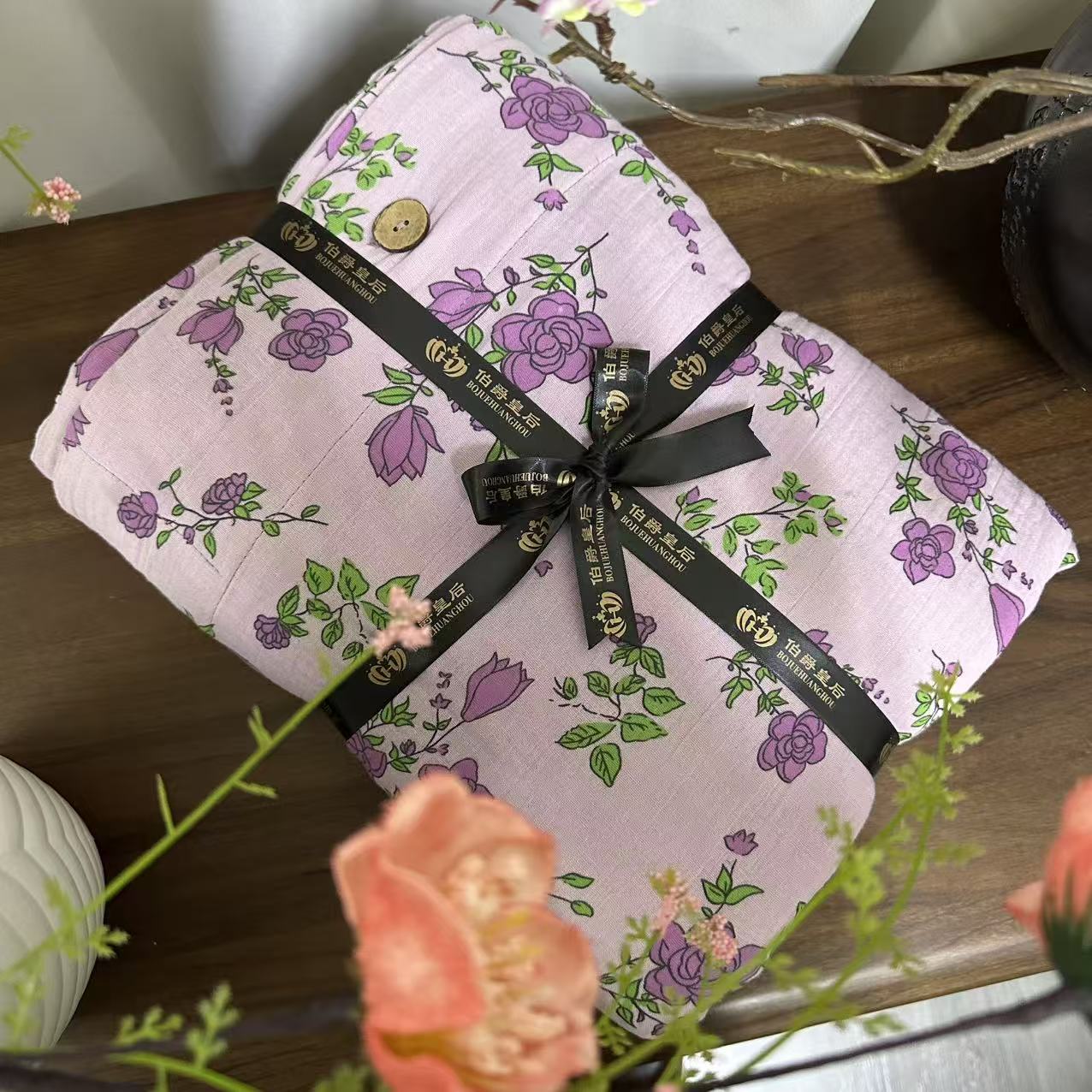 【单人椰壳扣被套】紫苏-亮紫色棉被套1.5*2米