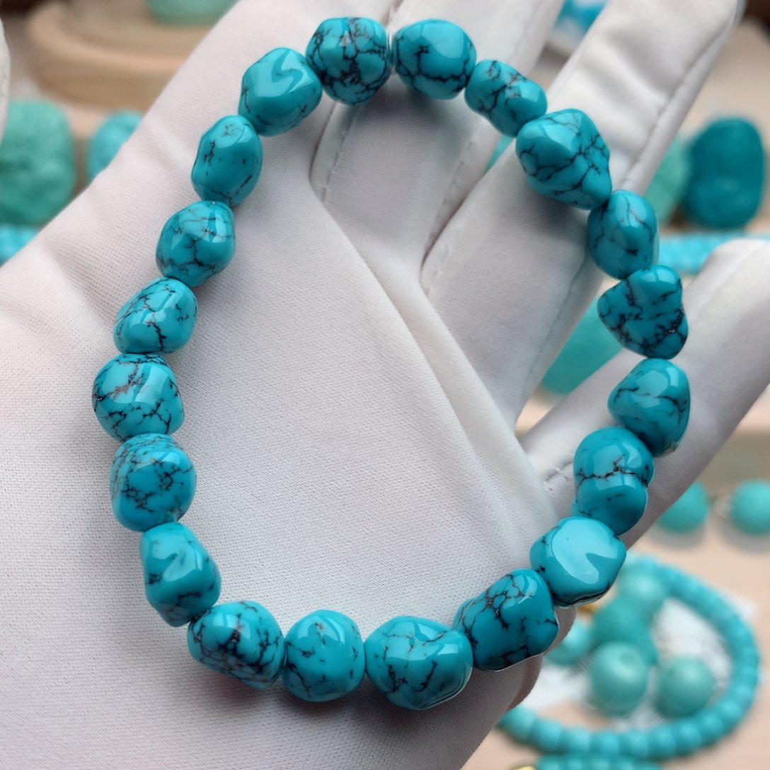 绿松石珠宝奇石未镶嵌8.5mm