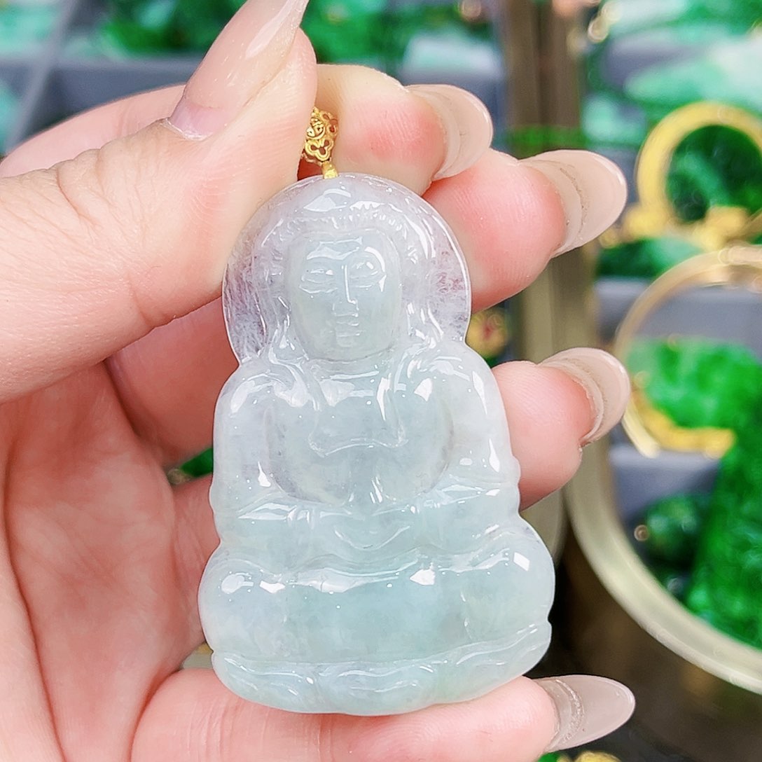 翡翠颈饰18K金镶嵌吊坠